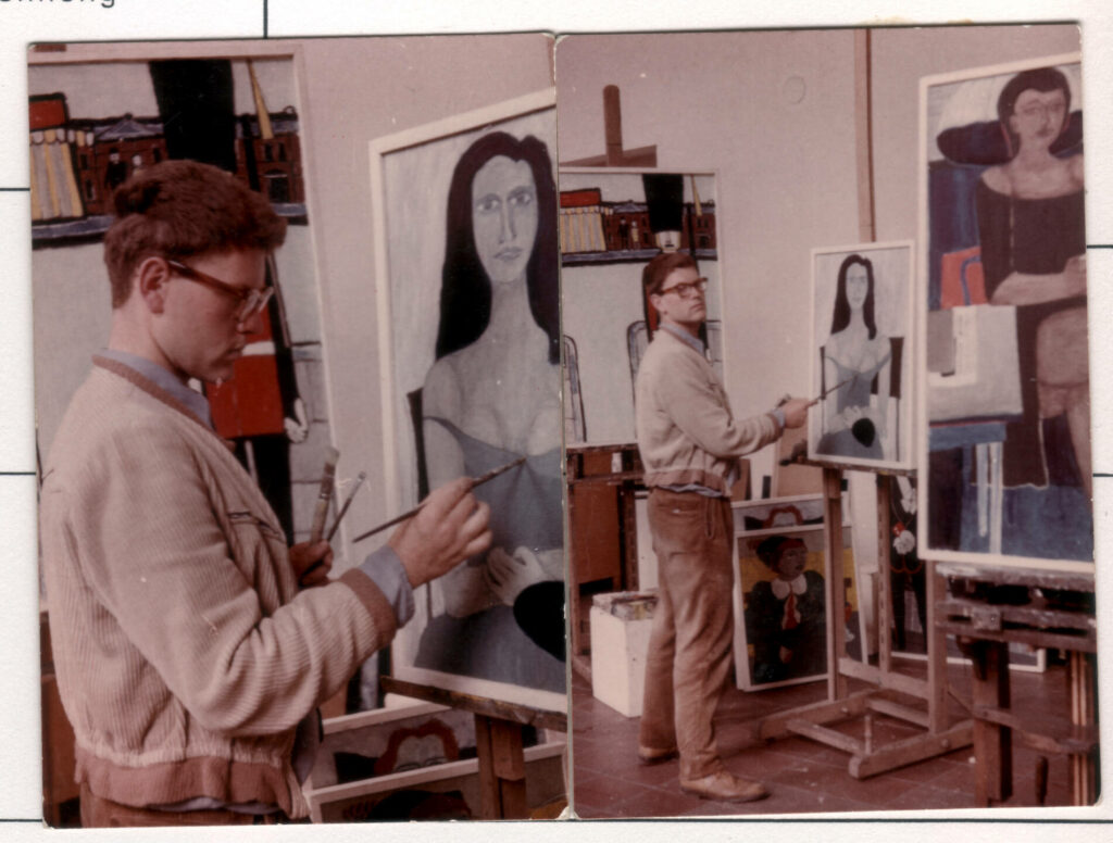 Bernd Rosenheim beim Malen, 1955