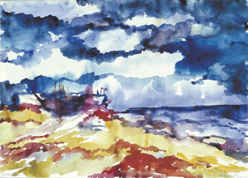 Atlantik-Biarritz, Landschaftsmalerei, Aquarell auf Papier