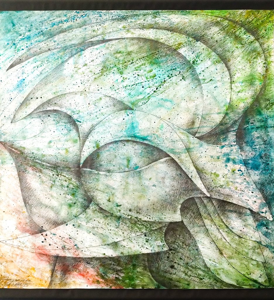 Dragonman, Acryl und Bleistift auf Papier