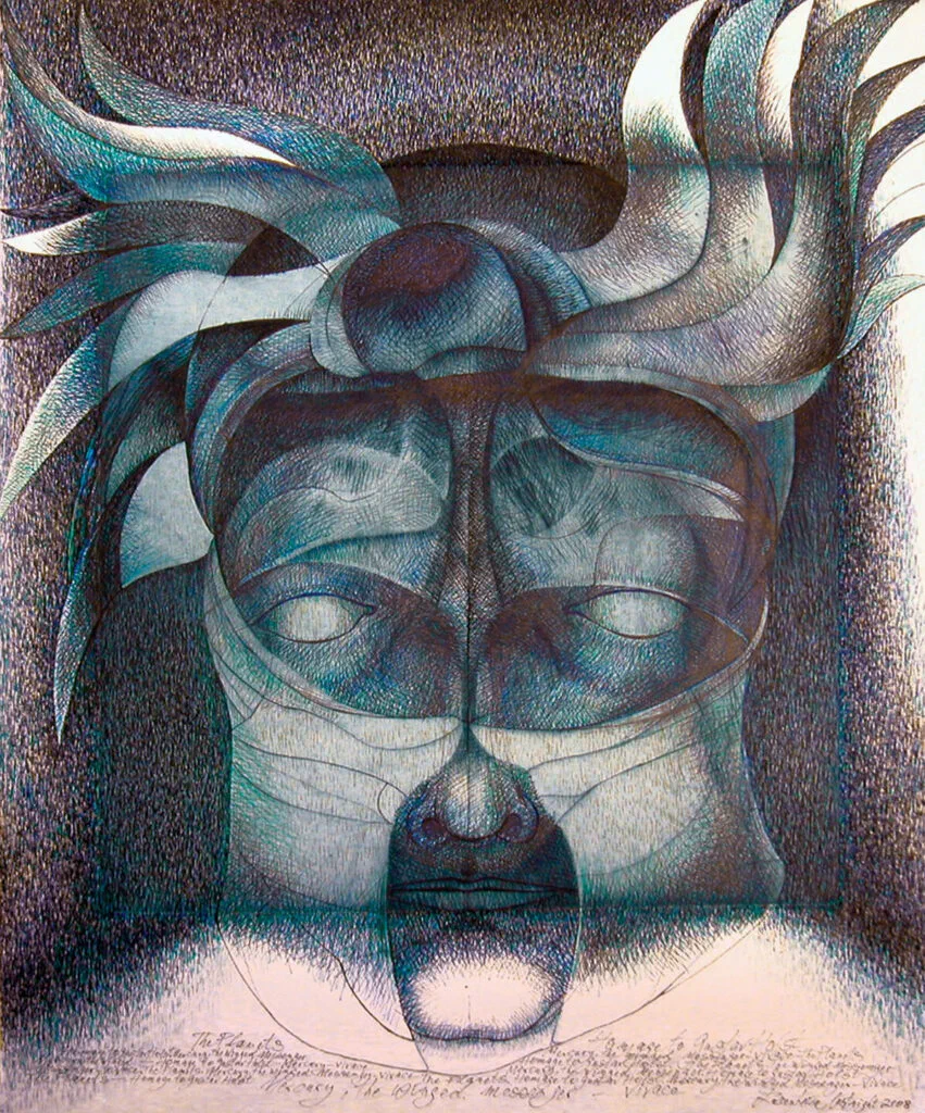 Mercury, the Winged Messenger, Zeichnung, Tusche über Radierung