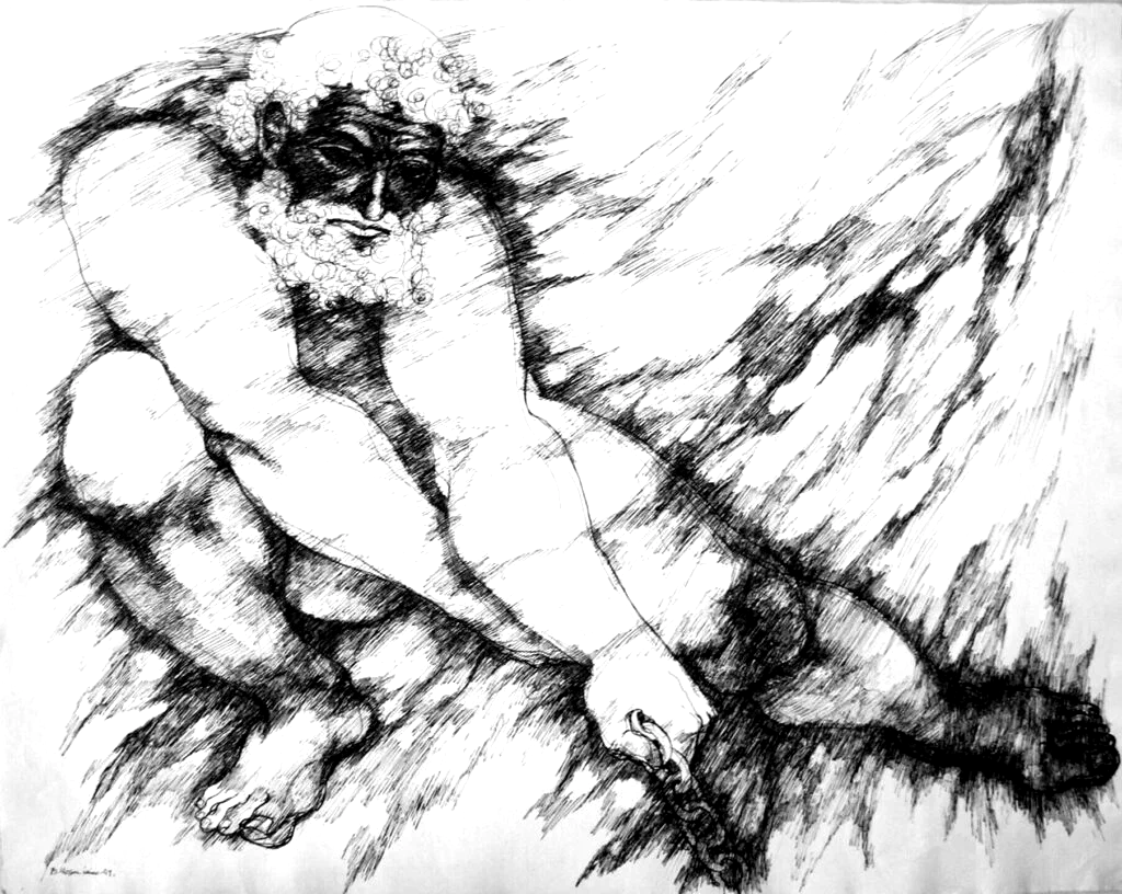 Zeus, Zeichnung, Tusche auf Büttenpapier