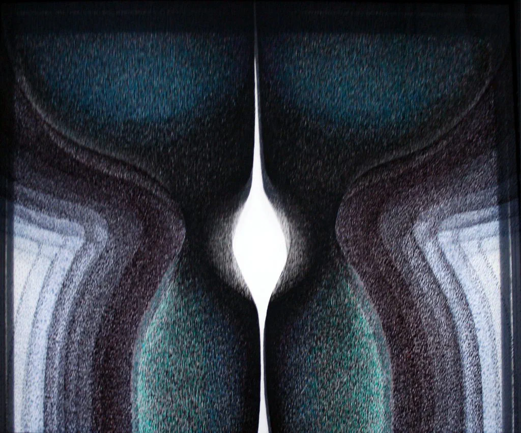 Iris, Spiegelobjekt, Malerei auf Glas vor Spiegel