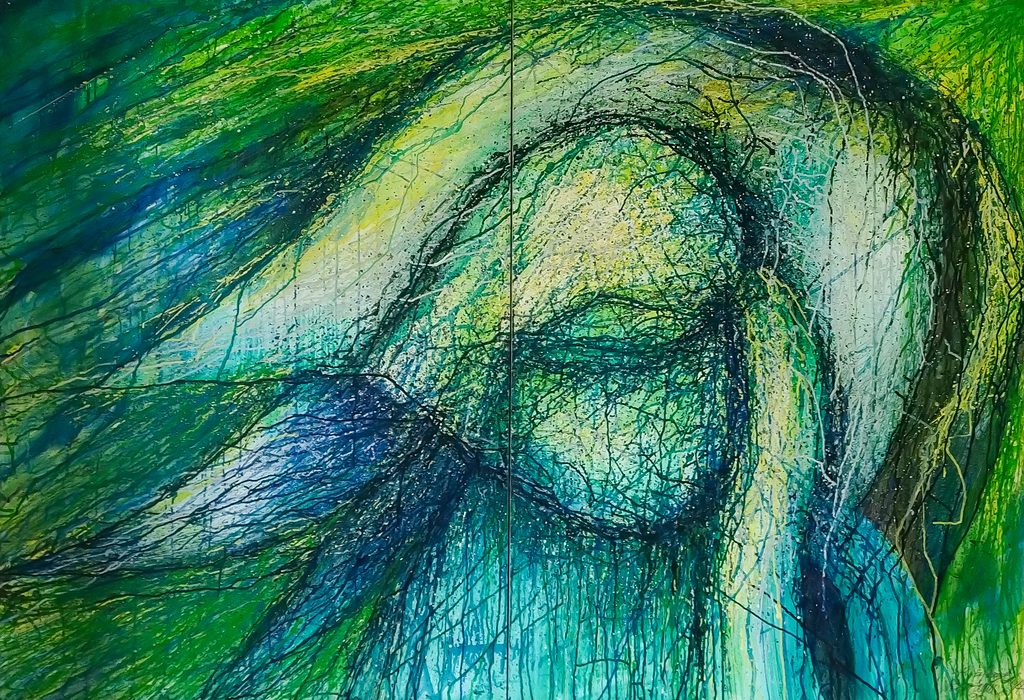 Kopflandschaft (Diptychon), Acryl auf Leinwand