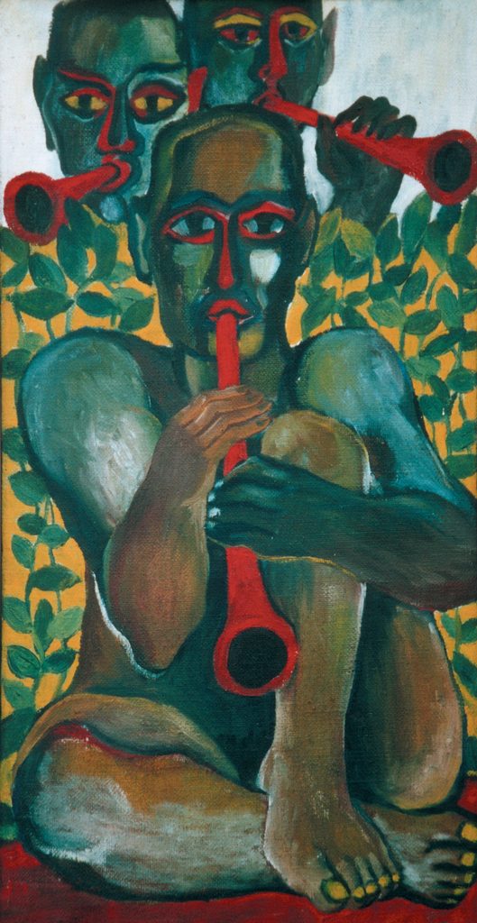 Musizierende Faune, Öl auf Leinwand