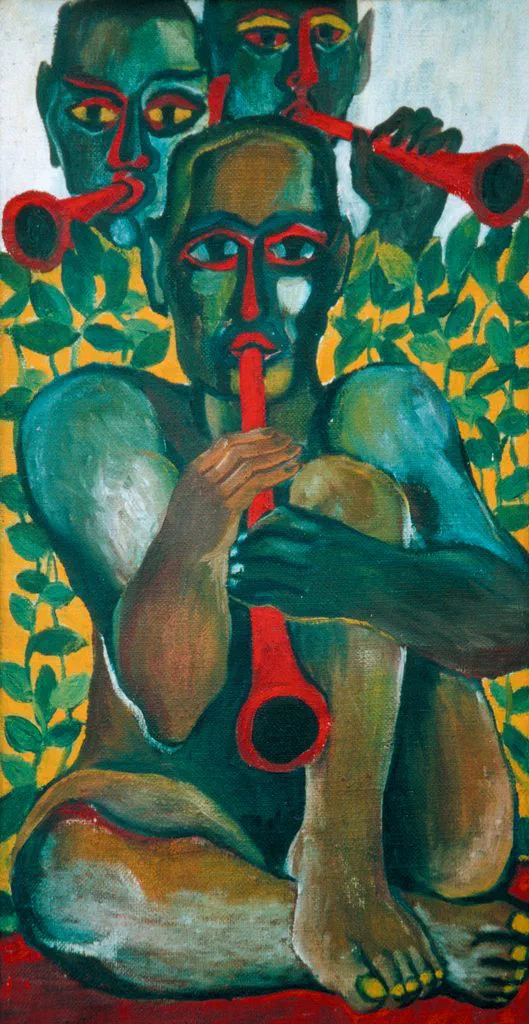 Musizierende Faune, Öl auf Leinwand