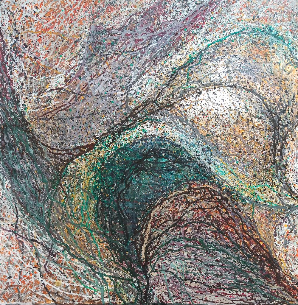 Nashorngott, Malerei, Acryl auf Papier
