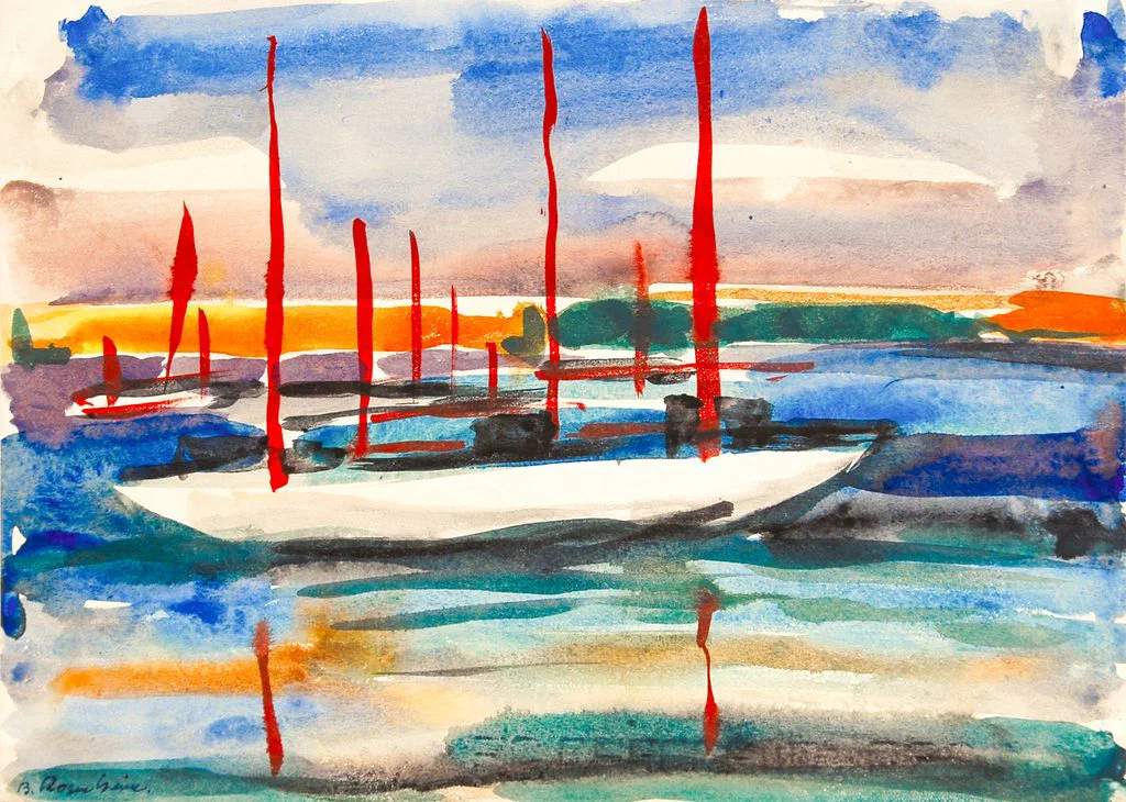 1954 Segelboote, Tempera