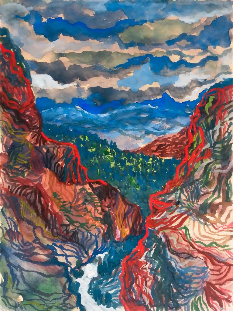 1957 Taygetos, Gouache auf Papier