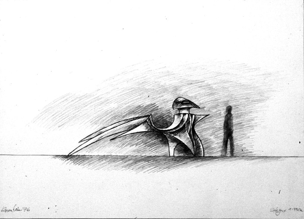 Sphinx, Zeichnung, Bleistift auf Papier