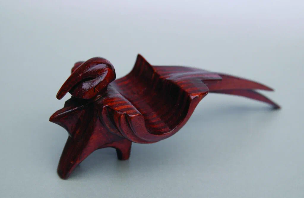 Sphinx, Dreiviertelansicht, Skulptur, Holz