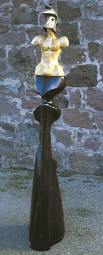 Stele der Aphrodite, Frontansicht, Skulptur, Holz/Bronze