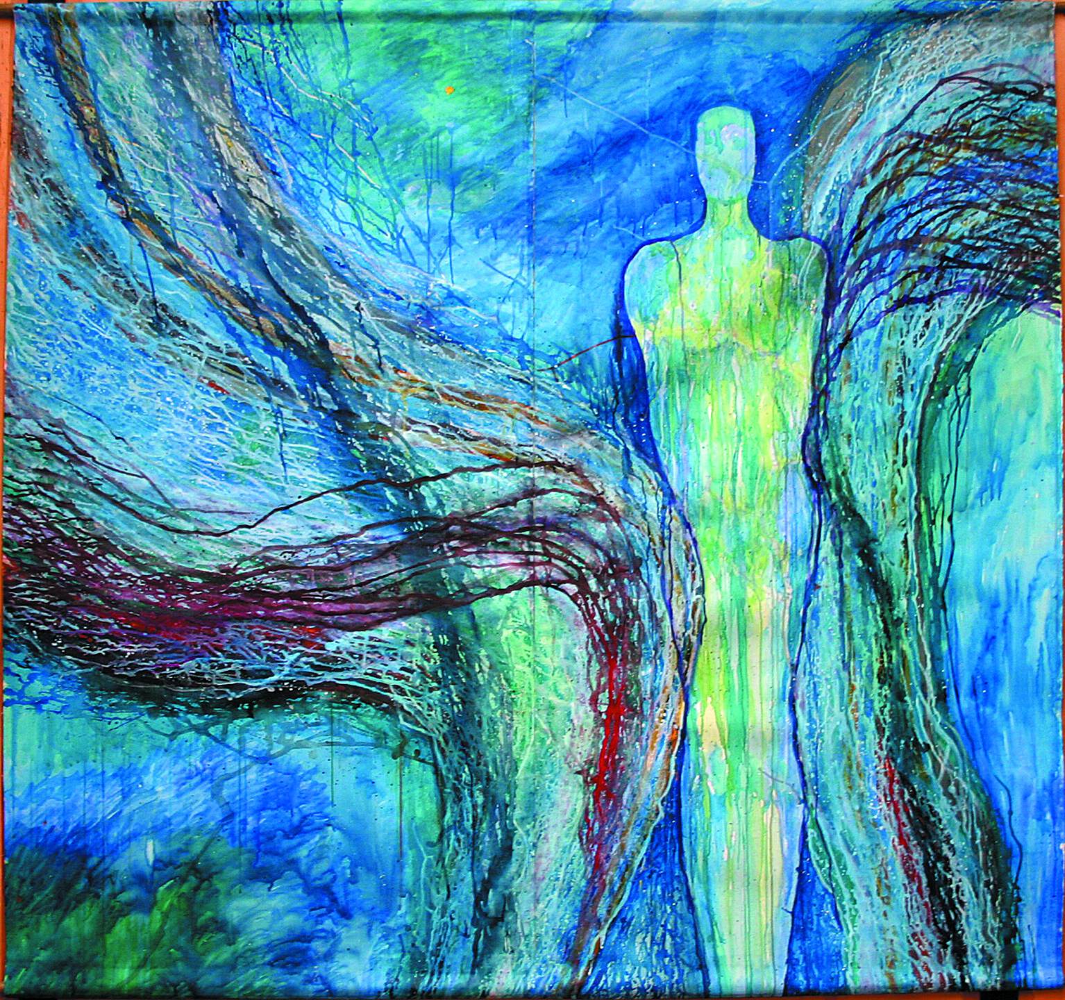 Tempesta / Flügelmann, Gemälde im Zwischenzustand vor Fertigstellung, Gemälde, Acryl auf Leinwand