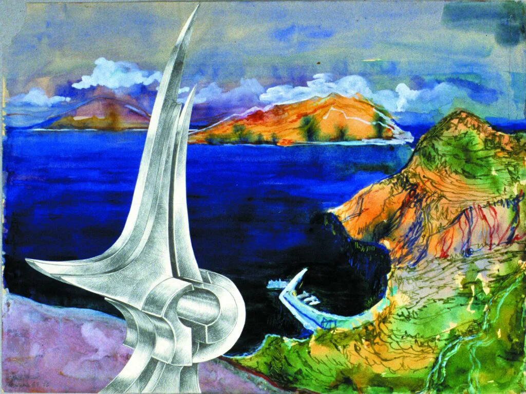 Capri, Bleistiftzeichnung über Gouache