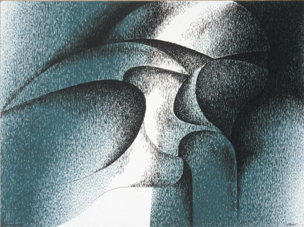Visier, Zeichnung, Tusche über Lithographie