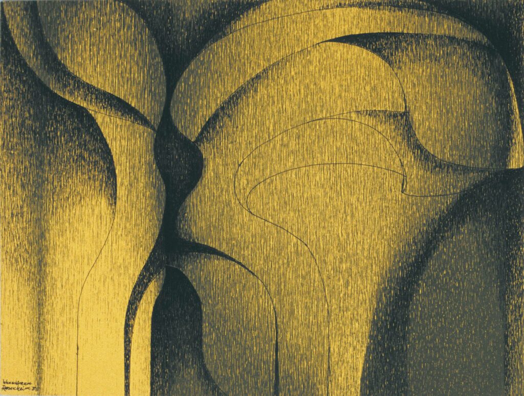 Wunschbaum, Zeichnung, Tusche über Lithografie